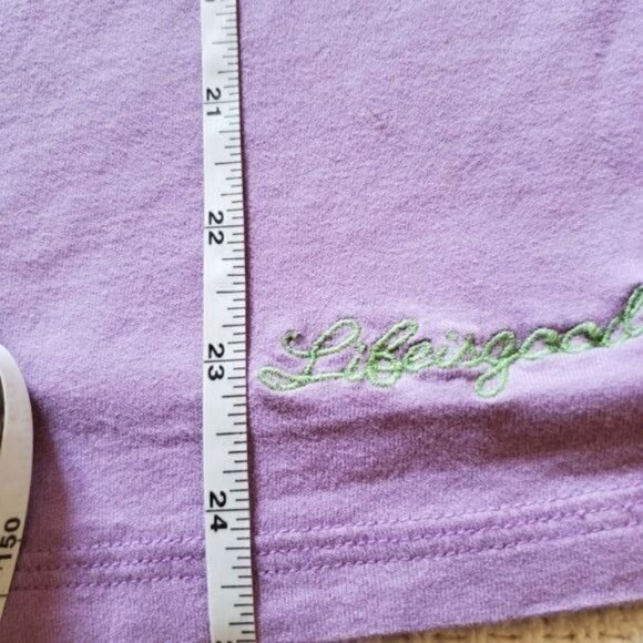 Life is Good Embroidered Peace Sign Graphic Purple Short Sleeve Sz M T-shirt - Picture 7 of 8
